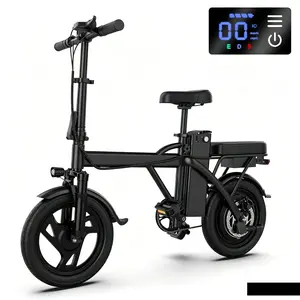 Folding Electric Bike Cycle, 500W Motor, 14" Wheels, 2-Seat Design, 20 MPH Max Speed, 30-40mi Range, Padded for Outdoor Leisure Cycling summervibes☀️