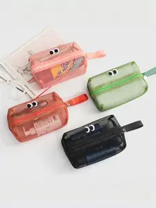 Style Handheld Wash Bag Cute Big Eye Stationery Bag Travel Makeup Bag Snack Storage Bag Mesh Pencil Case