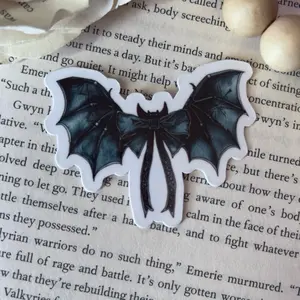 Coquette Bat Sticker for Halloween Kindle Decor Waterproof Glossy or Glitter Shiny Spooky Touch Decorative Sticker