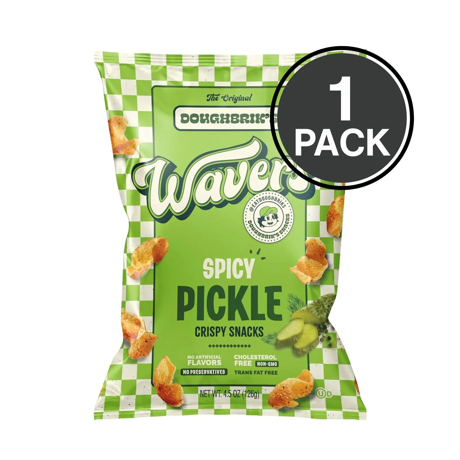 WAVERS by Doughbrik's Snacks, Spicy Pickle Flavor 4.5 oz Bags, Crispy Crunchy Texture Perfect Anytime Snack Made in the USA
