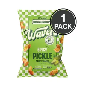 WAVERS by Doughbrik's Snacks, Spicy Pickle Flavor 4.5 oz Bags, Crispy Crunchy Texture Perfect Anytime Snack Made in the USA