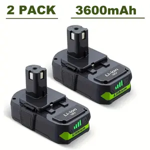2 Pack 3.6Ah Replacement for Ryobi 18V Battery P108 Li-ion Compatible with P102 P103 P105 P107 P109 P104 Power Cordless Tools