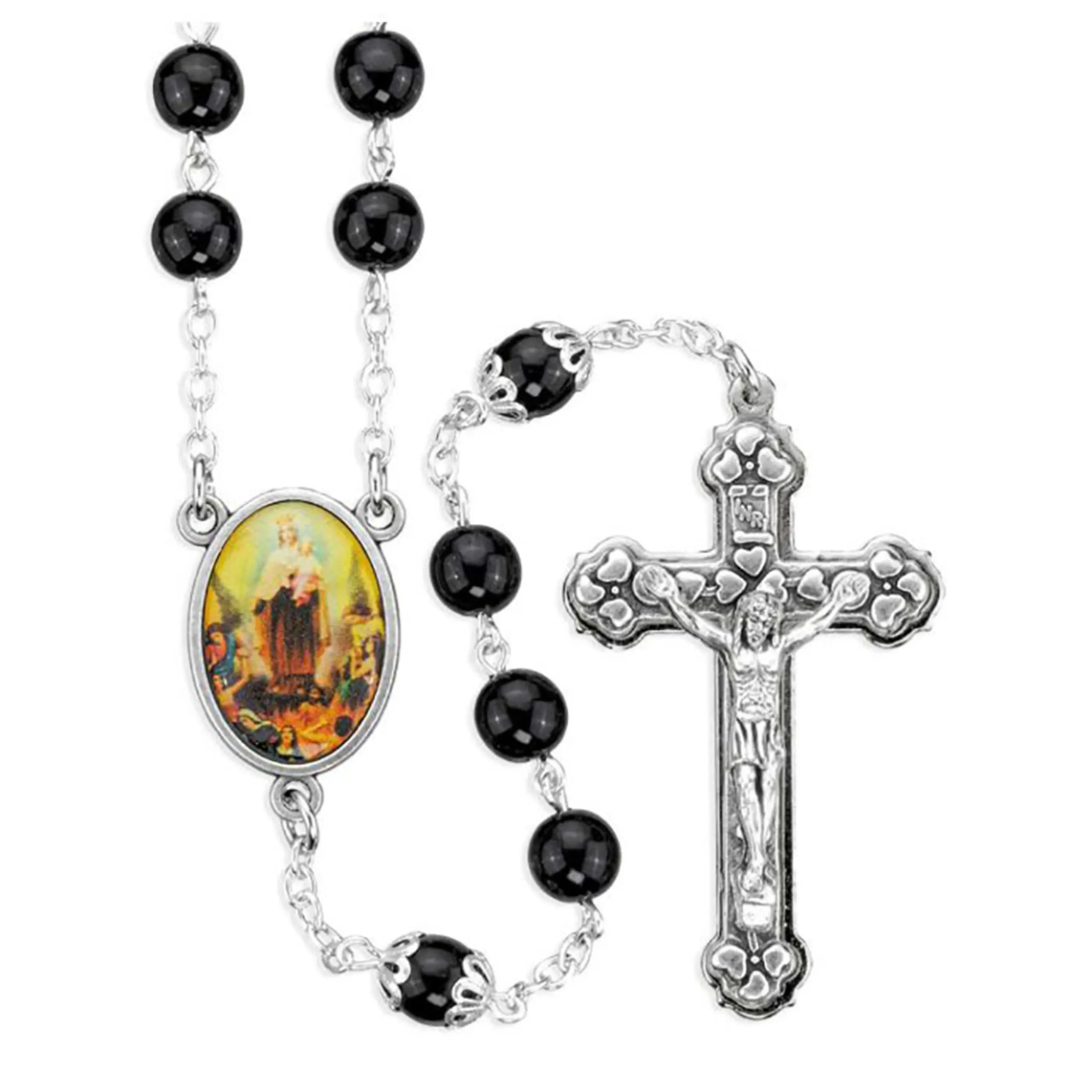 Black Czech Crystal 100 Requiem Rosary, Handmade in Italy, Custom Gothic Design