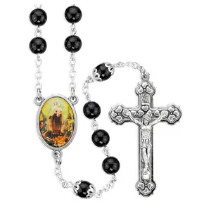 Black Czech Crystal 100 Requiem Rosary, Handmade in Italy, Custom Gothic Design