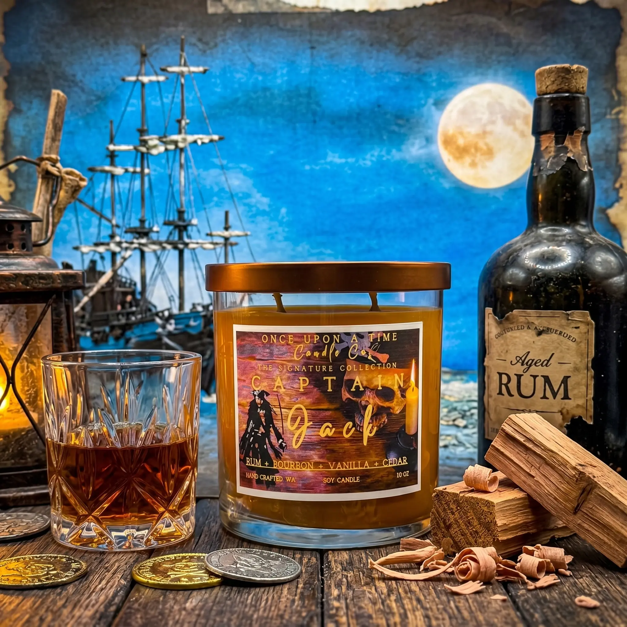 Captain Jack, Pirates of the Caribbean SOy Wax Candle-Bourbon & Rum Gift