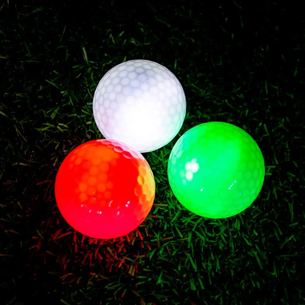 THIODOON Synthetic LED Glow-in-the-Dark Golf Balls, 3-Pack Impact-Activated Long-Lasting Light-Up Balls for Night Golf, Indoor/Outdoor Use, Easy Operation, Colorful Arcs, Christmas Gift for Friends, Adults & Kids