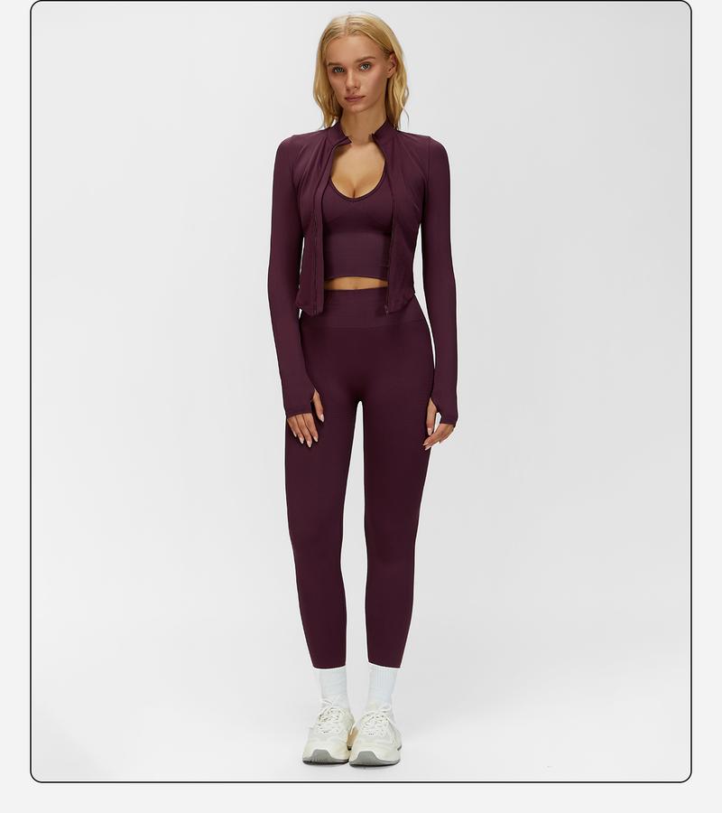 MFVIM Women's Solid Criss Cross Crop Tank Top High Waist Leggings Zip Up Crop Jacket Tracksuit Set Breathable Comfortable Yoga Workout Gym Athletic Activewear Textured Sweatsuit Thermal Lined Sports MFVIM Women's Solid Criss Cross Crop Tank Top High Waist Leggings Zip Up Crop Jacket Tracksuit Set Breathable Comfortable Yoga Workout Gym Athletic Activewear Textured Sweatsuit Thermal Lined Sports