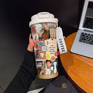530ML/ 17.92oz Ratatouille Chef Remy Paris Food Collage Pattern Print Phone CaseCoffee mug with straw and lanyard | 316 stainless steel, keeps drinks hot & cold | Portable travel & sports cup | Ideal for home and outdoor activities.