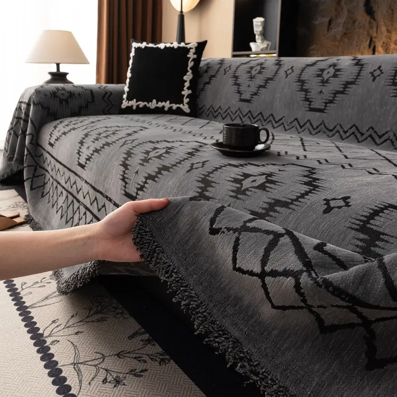 Moroccan Style Sofa Cover, Sofa Slipcover, Non-Slip Thickened Universal Sofa Protector, Easy Clean Home Use, Reusable Washable Pet Owner Sofa Settee