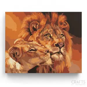Crafts by Numbers Lion & Lioness Paint by Numbers Kit for Beginners