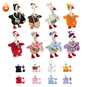 5-Piece Set 7-Inch Desk Goose Outfits With Accessories,Mini Knitted Clothes Set for Desktop Goose Statue, Cute Magnetic Goose Costumes & Perfect Gift Idea