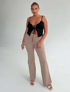 KITTIE HIGH RISE PANT - BEIGE : TAN
