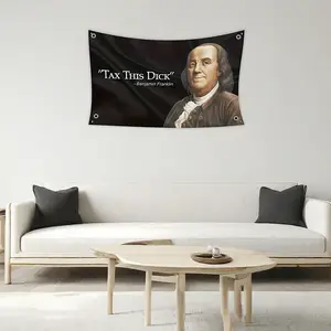 2pcs Humorous Benjamin Franklin "Tax This Dick" Funny Banner - Durable 3x5FT (90x150cm) Indoor Outdoor Decoration with Vivid Printing and Easy-to-Hang Design