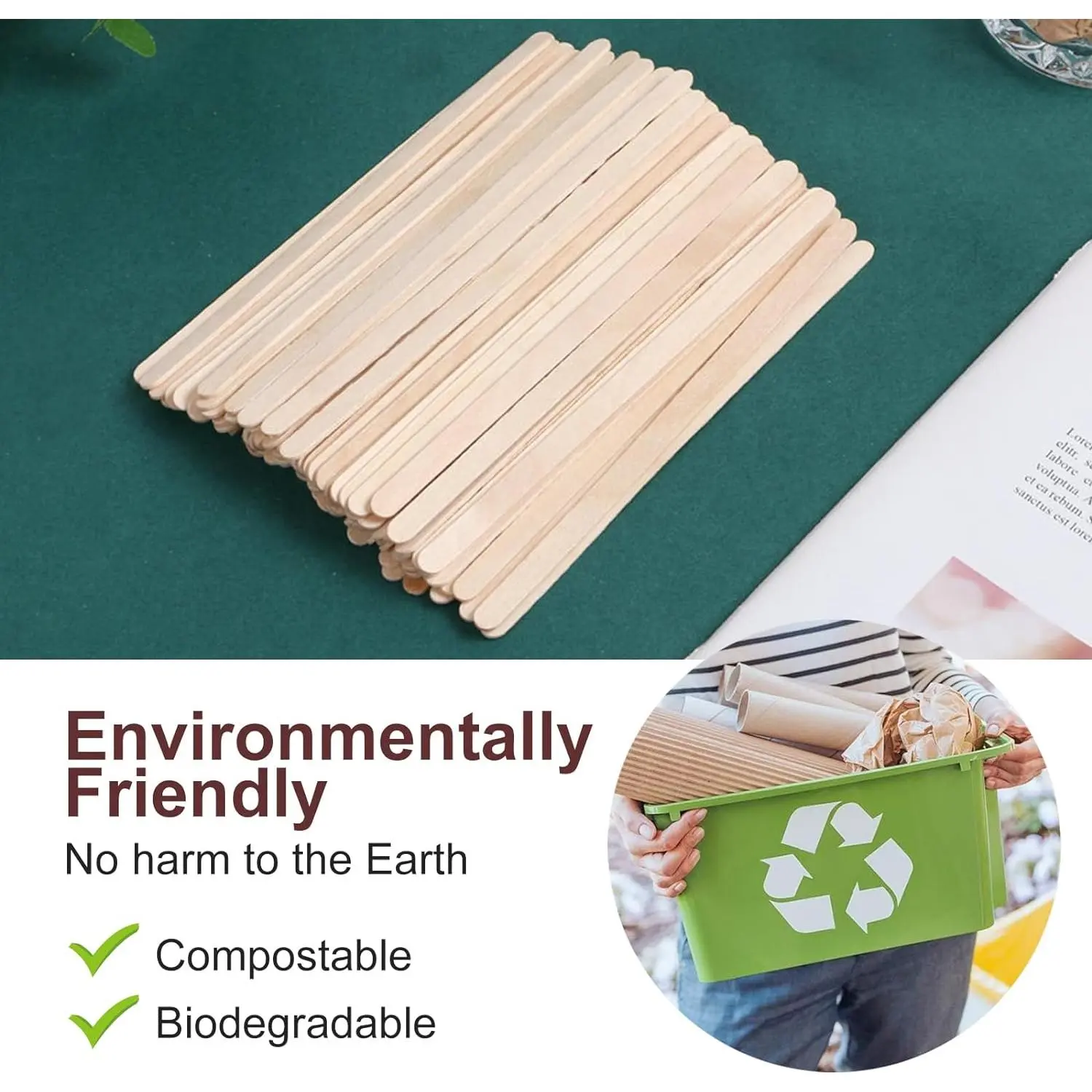 Wooden Coffee Stirrers 5.5" Coffee Stir Sticks 500 Pcs, Natural Birch Round End Thick Birch Wood Eco-Friendly Suitable for Coffee, Cocktail and Hot Drinks