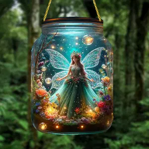 Enchanting Fairy World Jar Light - Magical LED Lantern Decor - Whimsical Fairy Garden Accent - Glass Fairy Scene Night Light - Unique Home Ornament