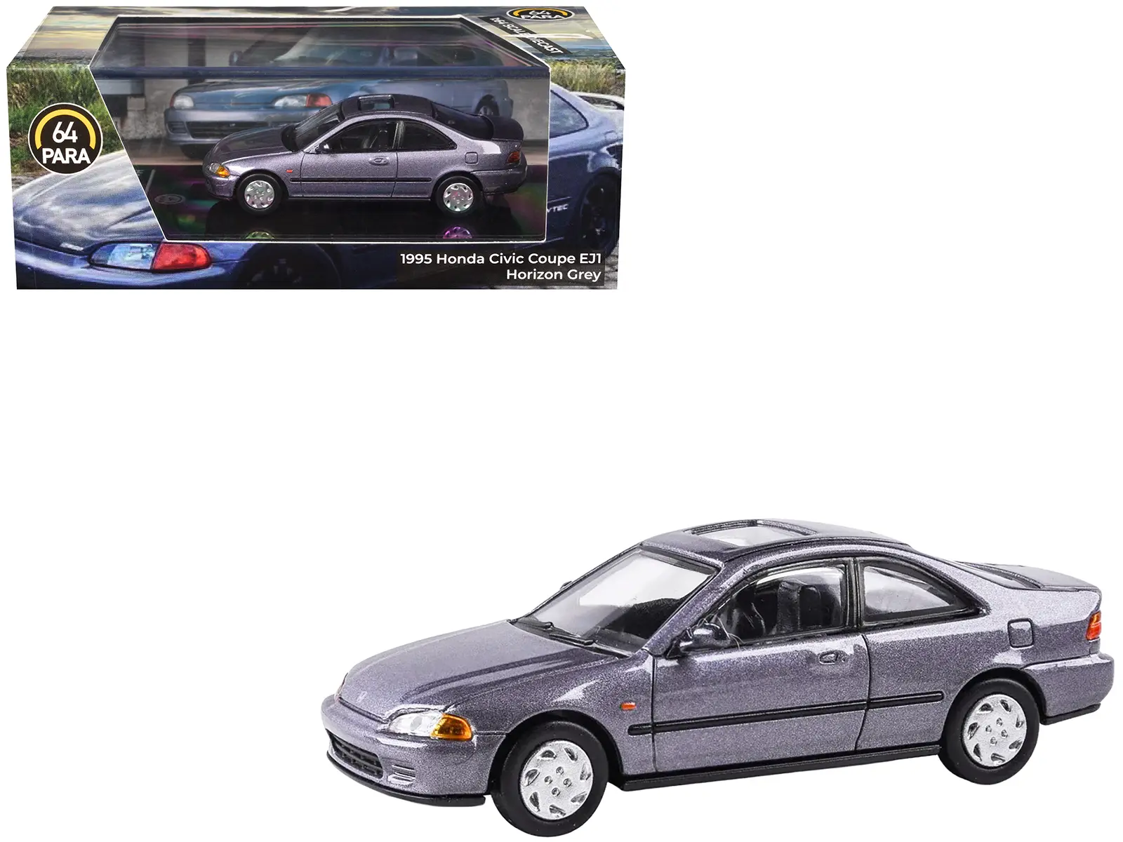 1995 Honda Civic Coupe EJ1 Horizon Gray Metallic with Sunroof 1/64 Diecast Model Car by Paragon Models