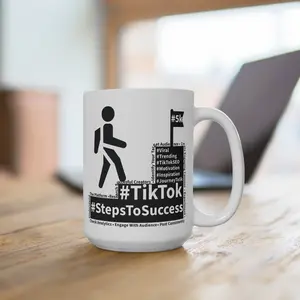 Mug 15oz - TikTok Steps To Success Educational Coffee Mug, With Trending Hashtags, Great Gift for Aspiring TikTok Entrepreneurs