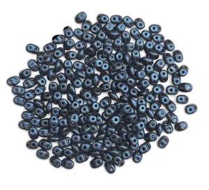 Superduo Jet Metallic Suede Blue, for jewelry making, custom jewelry, handmade jewelry, beaded jewelry,  beading supplies