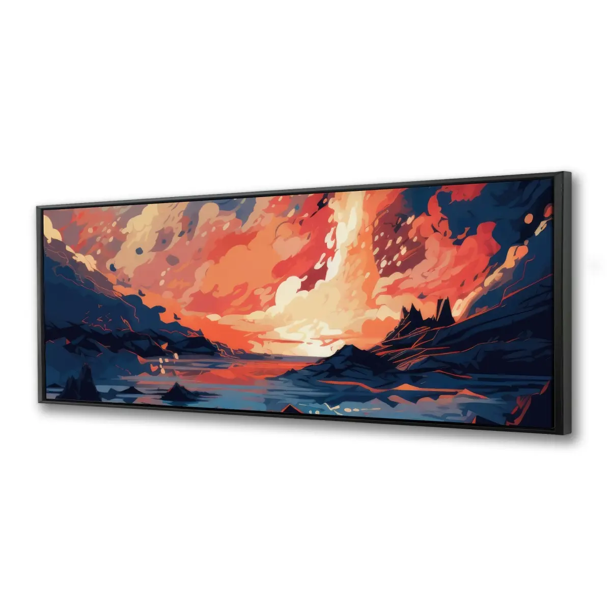Pictorem C1FC1648P7Y17V 16 x 48 in. Magma Does Not Wait - Red Framed Canvas Wall Art for Home Decor