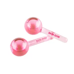 Skin Gym Cryocicles Pink Facial Ice Globes Cooling Sculpting Revitalizing Face Scrubber Tool for Calming Refreshing Skin Derma Roller Set Dermastamp