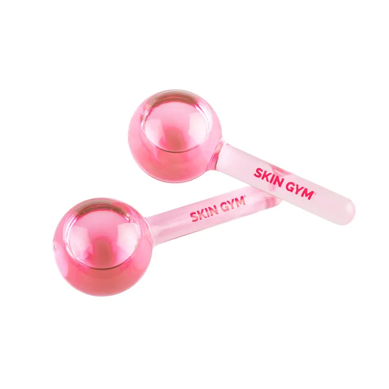 Skin Gym Cryocicles Pink Facial Ice Globes Cooling Sculpting Revitalizing Face Scrubber Tool for Calming Refreshing Skin Derma Roller Set Dermastamp