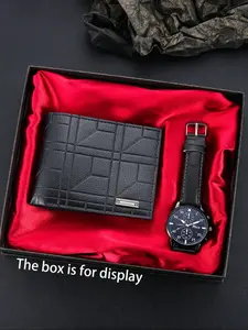 Men's Fashion 2-Piece Watch Set, Quartz Analog Watch, Quartz Movement, Includes Wallet, Perfect Gift for Holidays, Daily Use, Special Occasions, Durable Watch