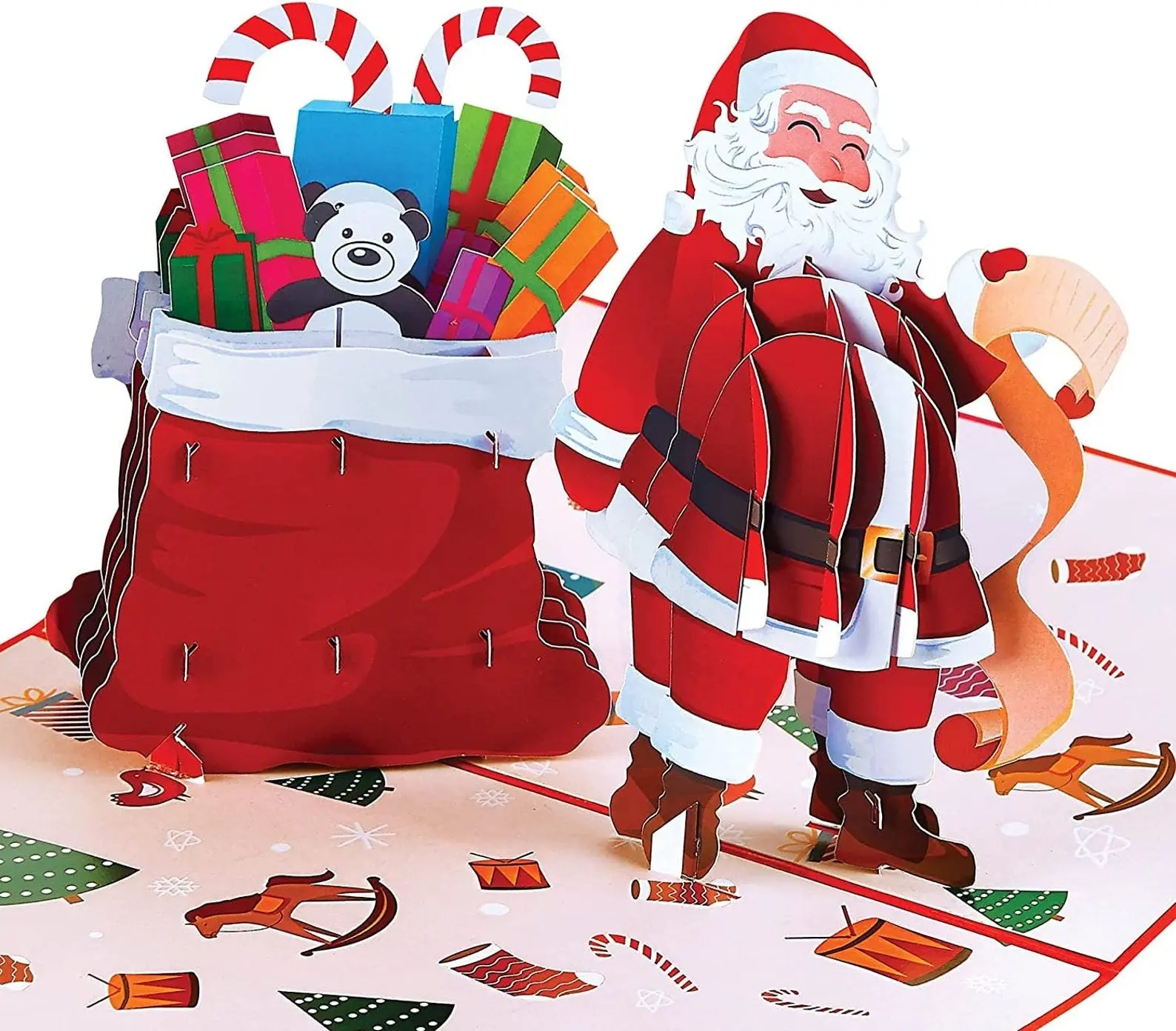 Christmas Pop Up Cards – Santa with Christmas Toy Bag Pop Up Card - Perfect for Kids & Adults - Christmas Card iOyounow