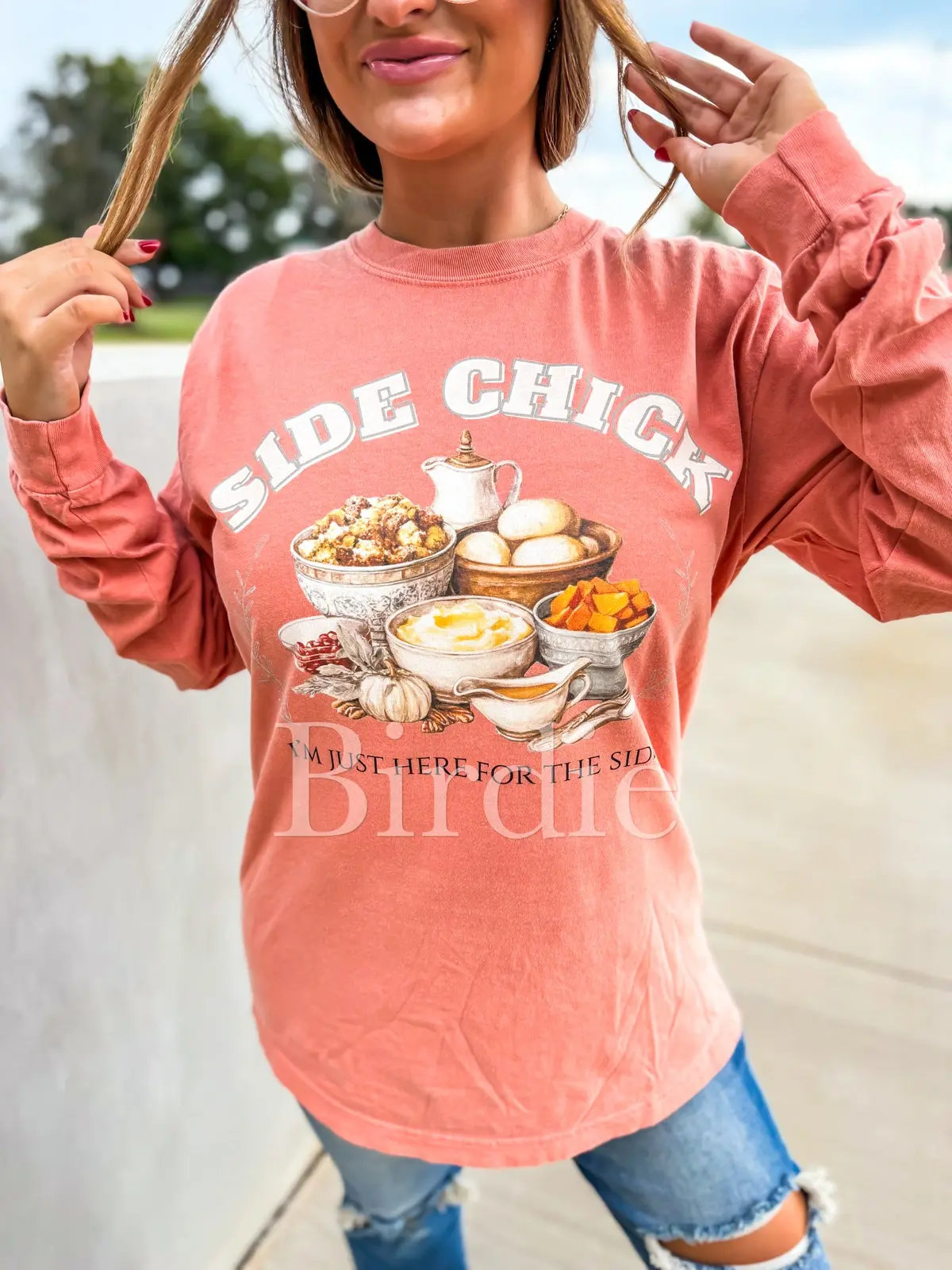 Side Chick Long Sleeve Graphic Tee on Terracotta *Final Sale*