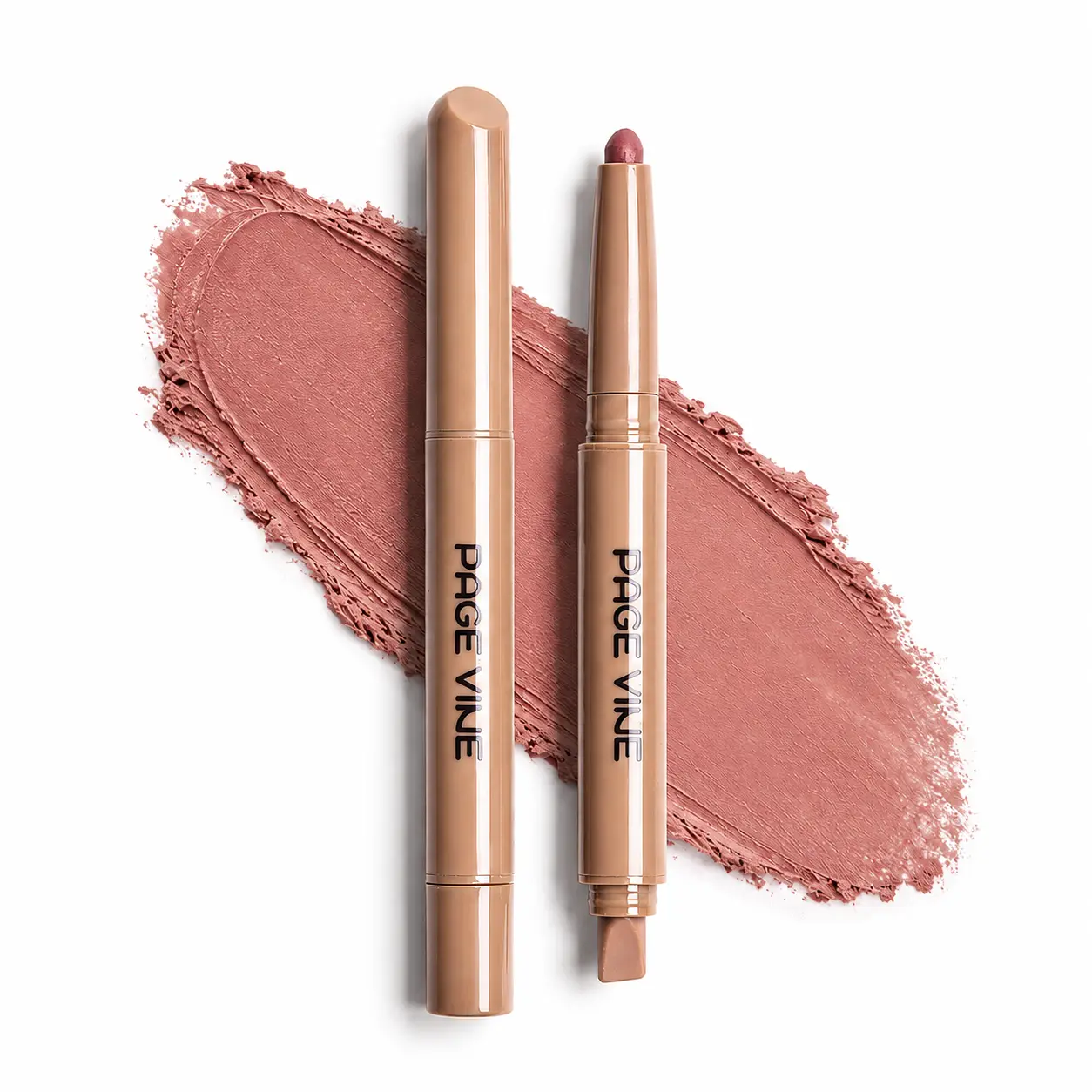 Dual-Ended Peptide Lip Shaper & Lip Liner – Precision Contour + Soft Fill, Creamy Nude Lip Pencil