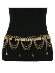 Women's Boho Style Round Charm Chain Belt, Fashionable Waist Chain for Women & Girls, Trendy All-match & Exquisite Pendant Casual Dress Belt for Birthday Gift, Statement Belts