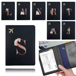 Letter Pattern Passport Case, 1 Count Chic Travel Wallet, Compact Size Leather Protective Cover for Air Tickets Vaccine Cards Cash Credit Cards, Card Organizer