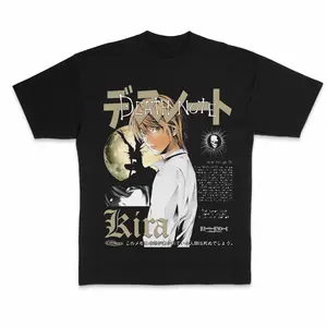 Kira Vintage Graphic Tees, Death Note Tshirt, Death Note Merch, Anime Clothing, Unisex Manga Anime Shirts Top Menswear Womenswear Streetwear Cotton Fashion Green Gamis Style Soft Sweatshirt Suit Outfits Summer Graphic Tee
