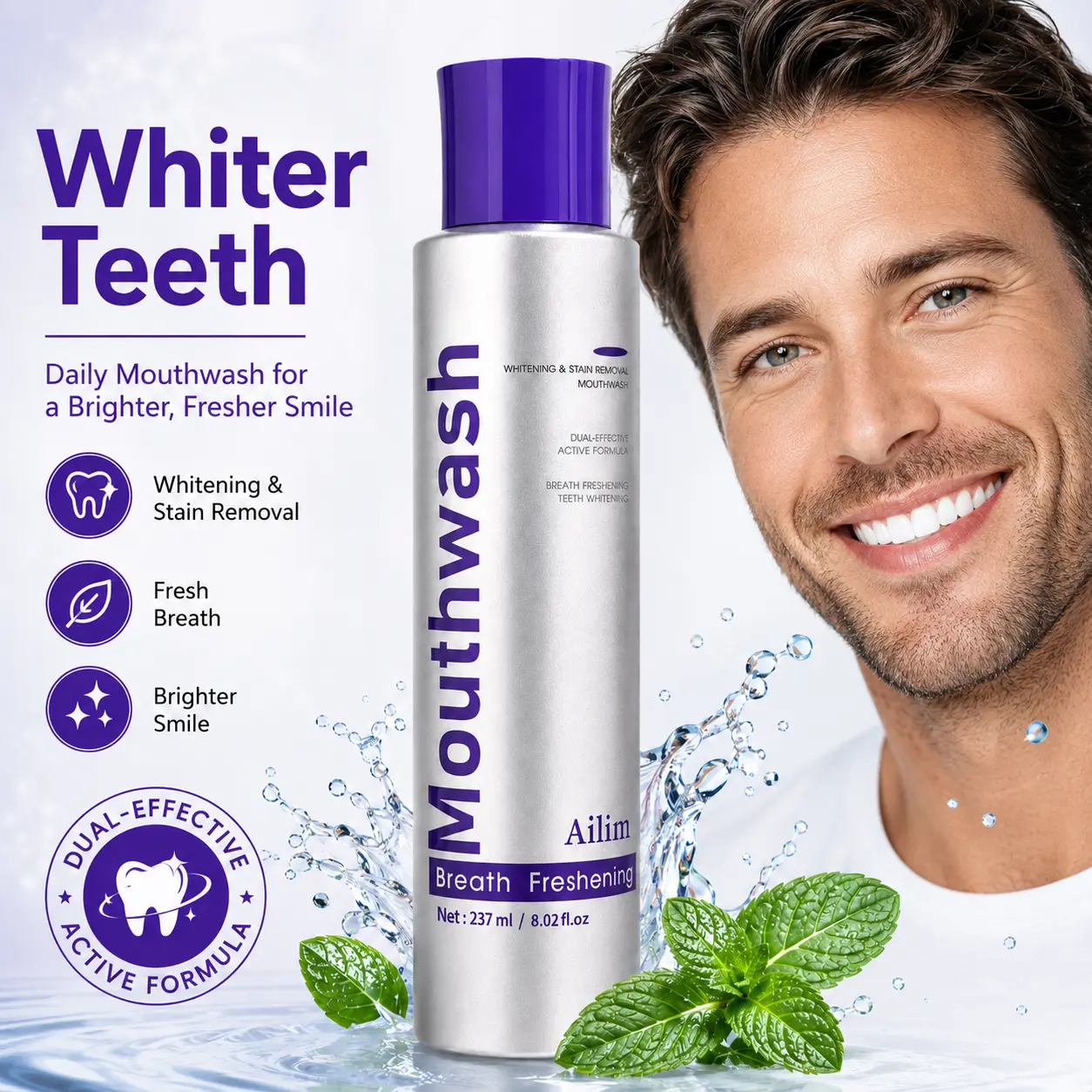 [Ailim] Whitening & Stain Removal Mouthwash, Fresh Breath & Brighter Smile, 60% OFF Value Deal