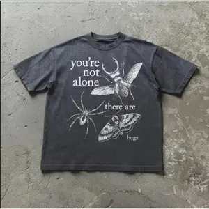You're Not Alone There Are Bugs Graphic Cotton T-Shirt, Valentine's Day Gift for Him, Fashion Oversized Comfort Outfit for Bug Lover Friends Family