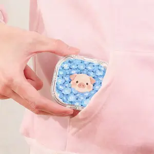 Fresh Blue Floral Pig Printed Retainer Box Healing Style Denture Storage Case Adult Kids Universal Orthodontic Retainer Box Lightweight Portable Invisible Aligner Case