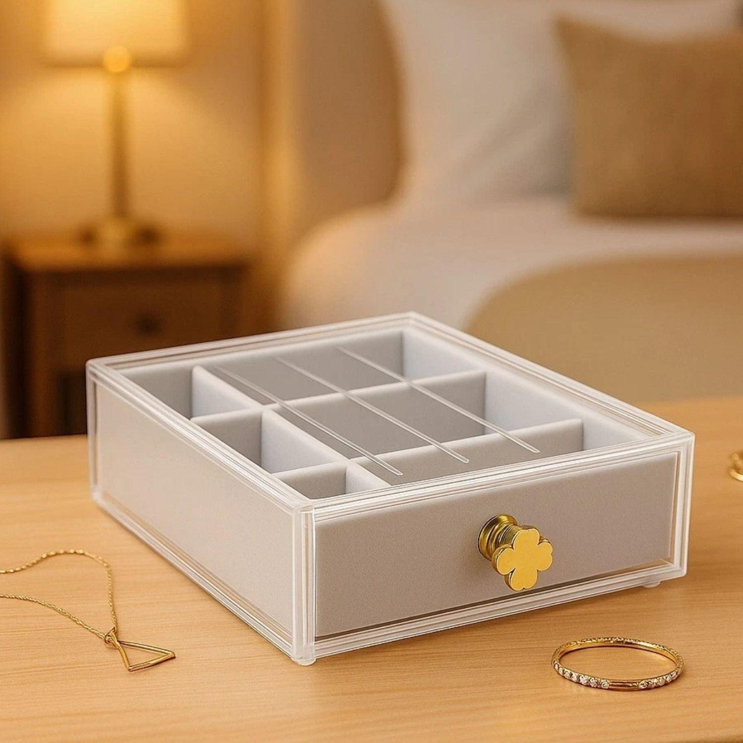 Home Collection Clear Acrylic Jewelry Drawer Organizer Box