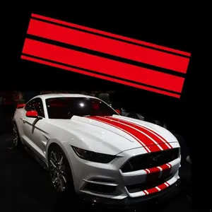 Premium Vinyl Car Hood Sticker Decals, 63x11in Red Peel-and-Stick Waterproof Car Accessories, Universal Auto Racing Vehicle Exterior Decoration, Easy Installation & Removal