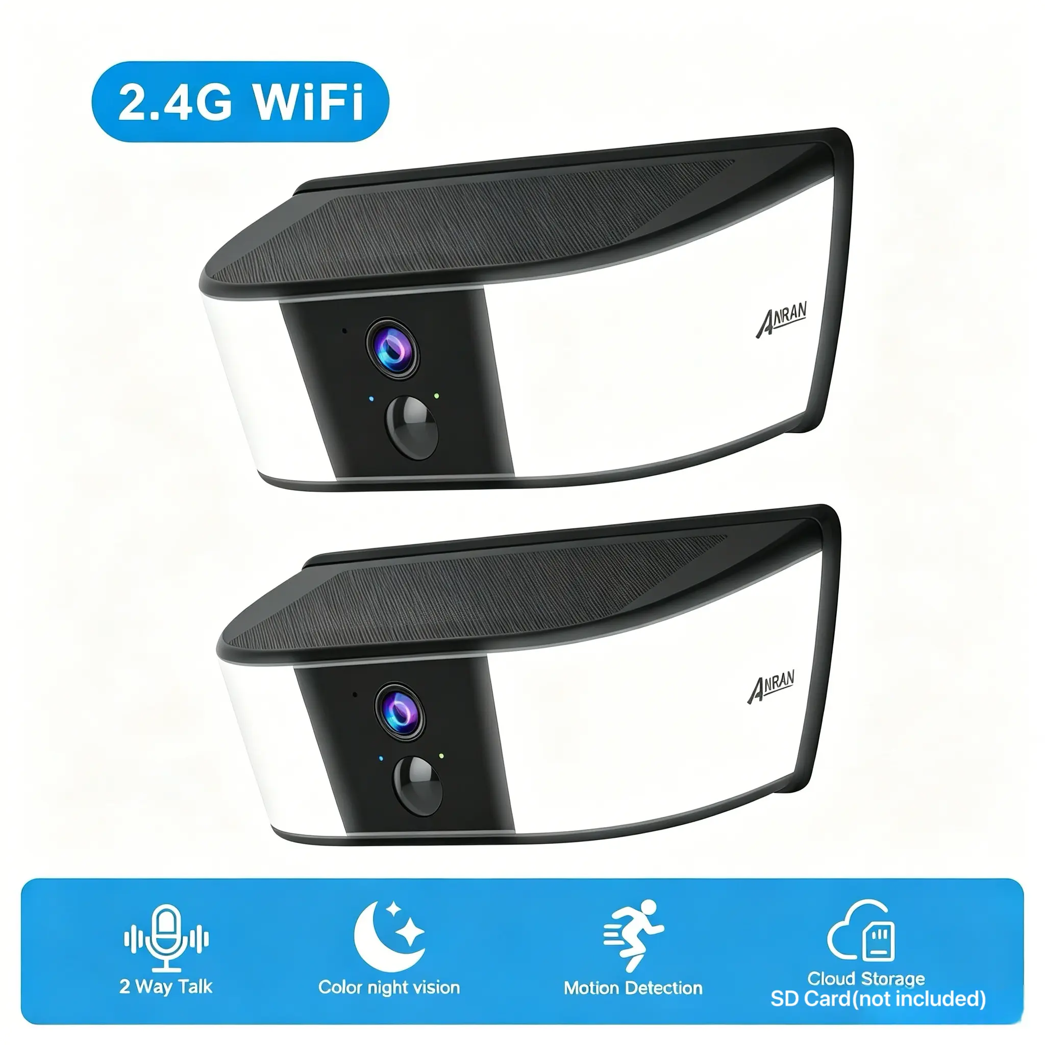 ANRAN Wall Light Wireless Security Camera Outdoor,Solar Powered,2.4G WiFi,2K HD Color Night Vision,APP Remote,2 Way Talk,IP65 waterproof,2 pack summerwins
