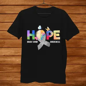 Hope Brain Tumor Awareness Gift Brain Tumor Survivor Shirt Cotton Fabric