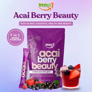 WeeKit7 Acai Berry Powder 7 in 1 Mixed Berries  with Raspberry, Strawberry, Cranberry, Acai, Cherry, Blackberry and Elderberry Organic food supplement vitamins, Healthcare Vegan