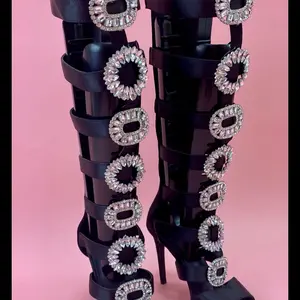 Black Heels with Rhinestone Accents and High Stiletto Comfortable and Stylish Women's Footwear