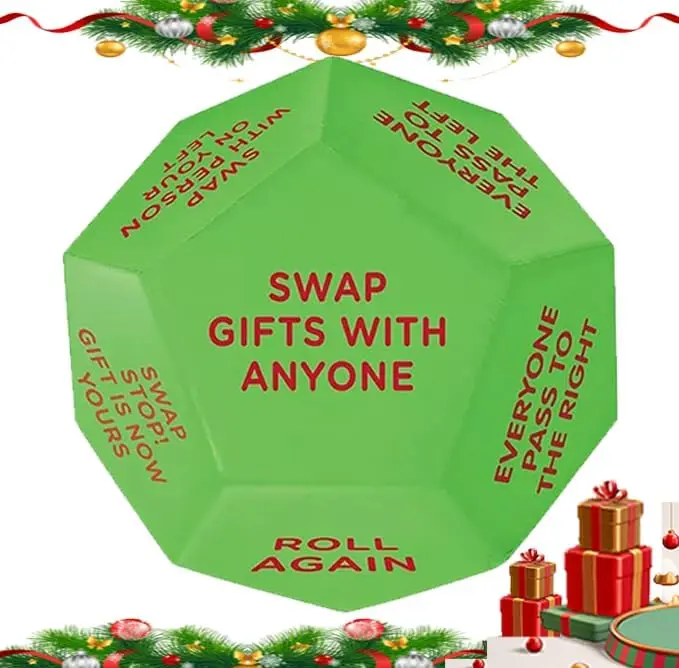 Santa Swap Gift Exchange Dice, 1 Count 12 Different Sides Exchange Dice Game, Party Gift Exchange Dice Game, Party Activities Supplies
