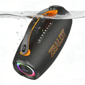 ZEALOT Portable Waterproof Bluetooth Speaker, 100W Deep Bass, 24000mAh Playtime, RGB Lights, Handheld/Shoulder Strap, EQ Adjustment & PD Fast Charge for Outdoor Beach Gym Portable Waterproof Speakers