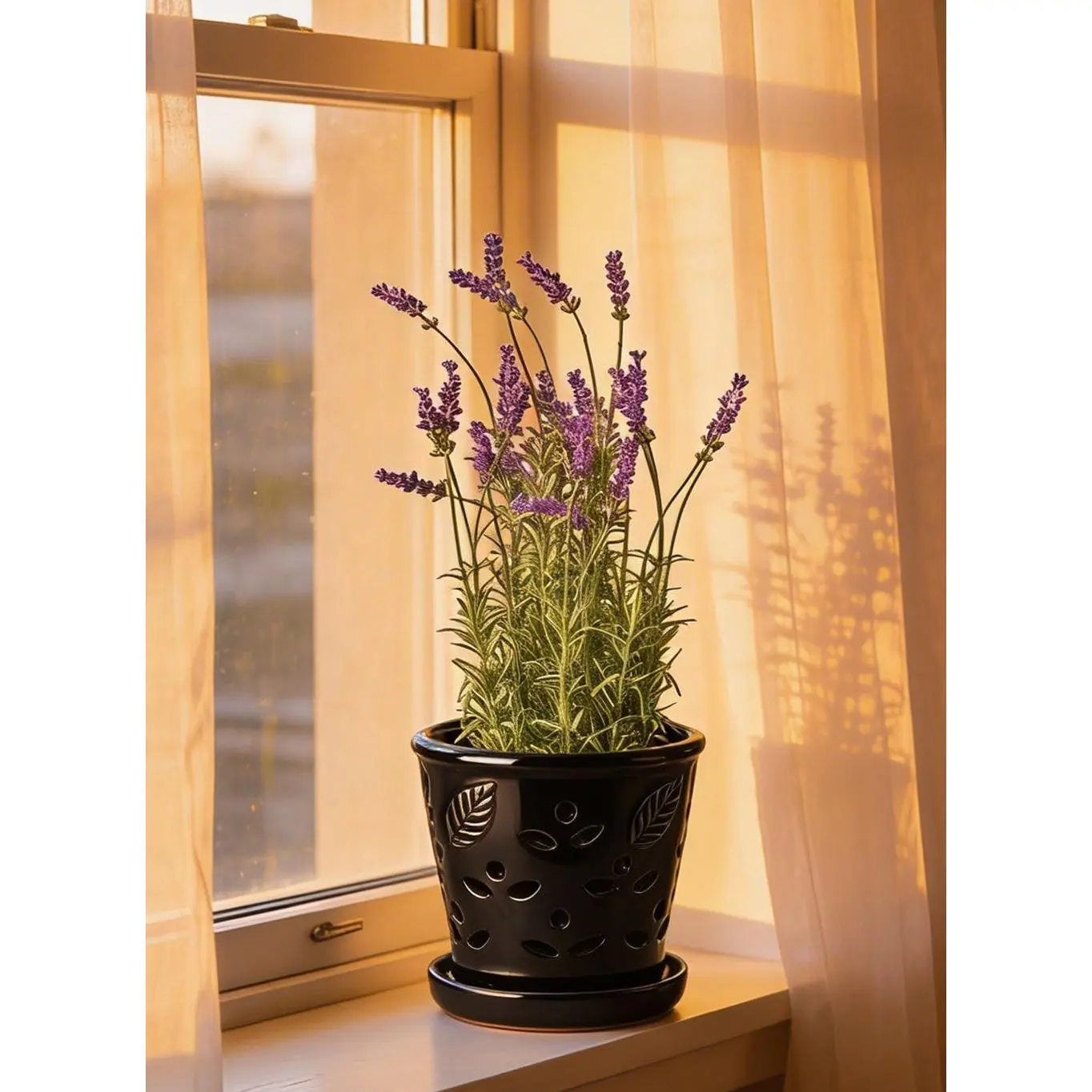 Artificial Lavender Potted Plant, 5" Diameter & 18" Tall