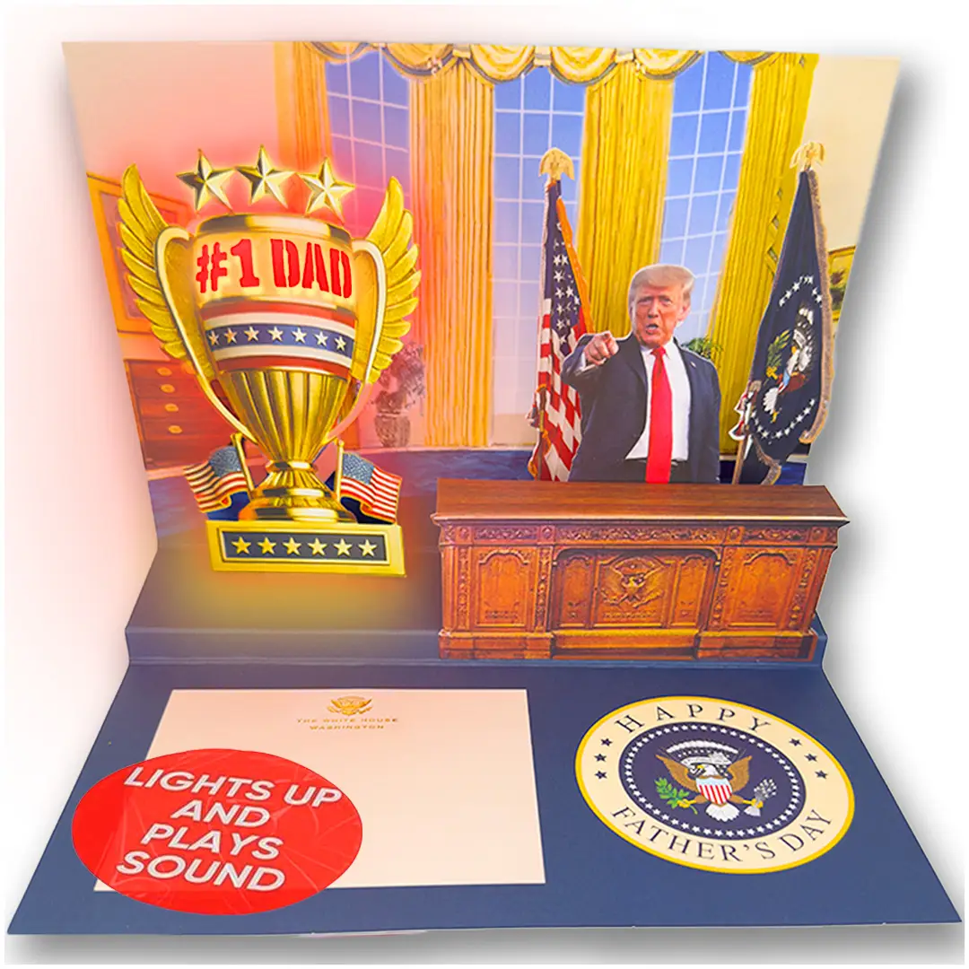 TALKING Trump Pop Up Father's Day Card with Light and Sound - Presidential Messa...