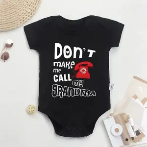 Baby "Don't Make Me Call My Grandma" Printed Jumpsuit, Casual Short Sleeve Jumpsuit, Baby Boy Outdoor Clothes, for Outdoor