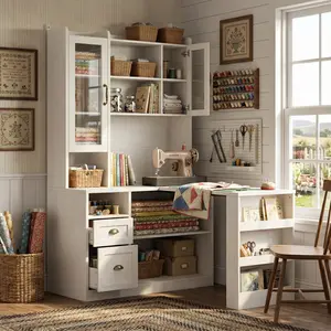 FUFU&GAGA 78.7" Tall L-Shaped Home Office Desk with Hutch, White Corner Computer Desk with Storage Drawers & Shelves