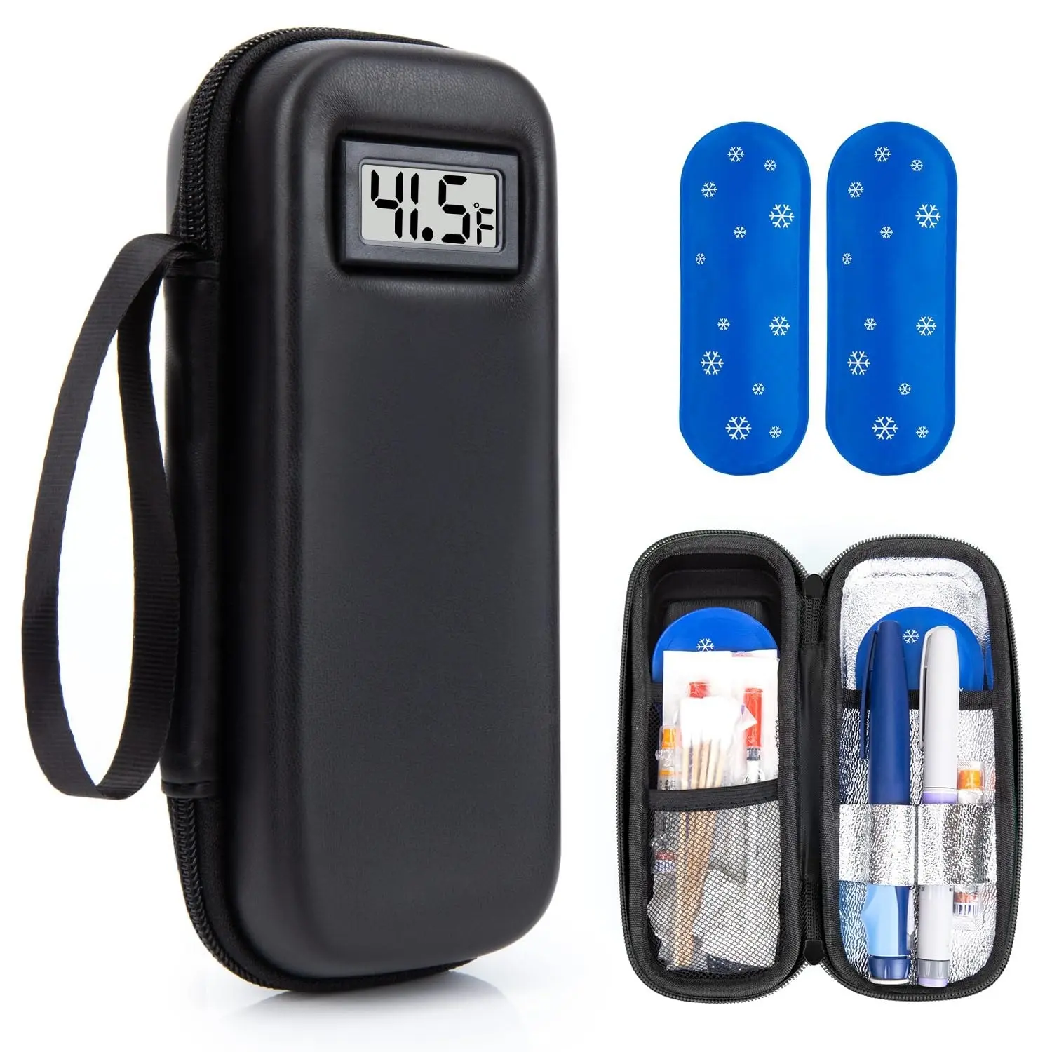 Real-Time Temperature Display Portable Insulin Cooler Box, Tsa Compliant Travel Medicine Case with 2 Ice Packs, Perfect Gift, Insulated Cooler, Thermal Insulated, Cooler Bags Insulated For Travel campingessentials
