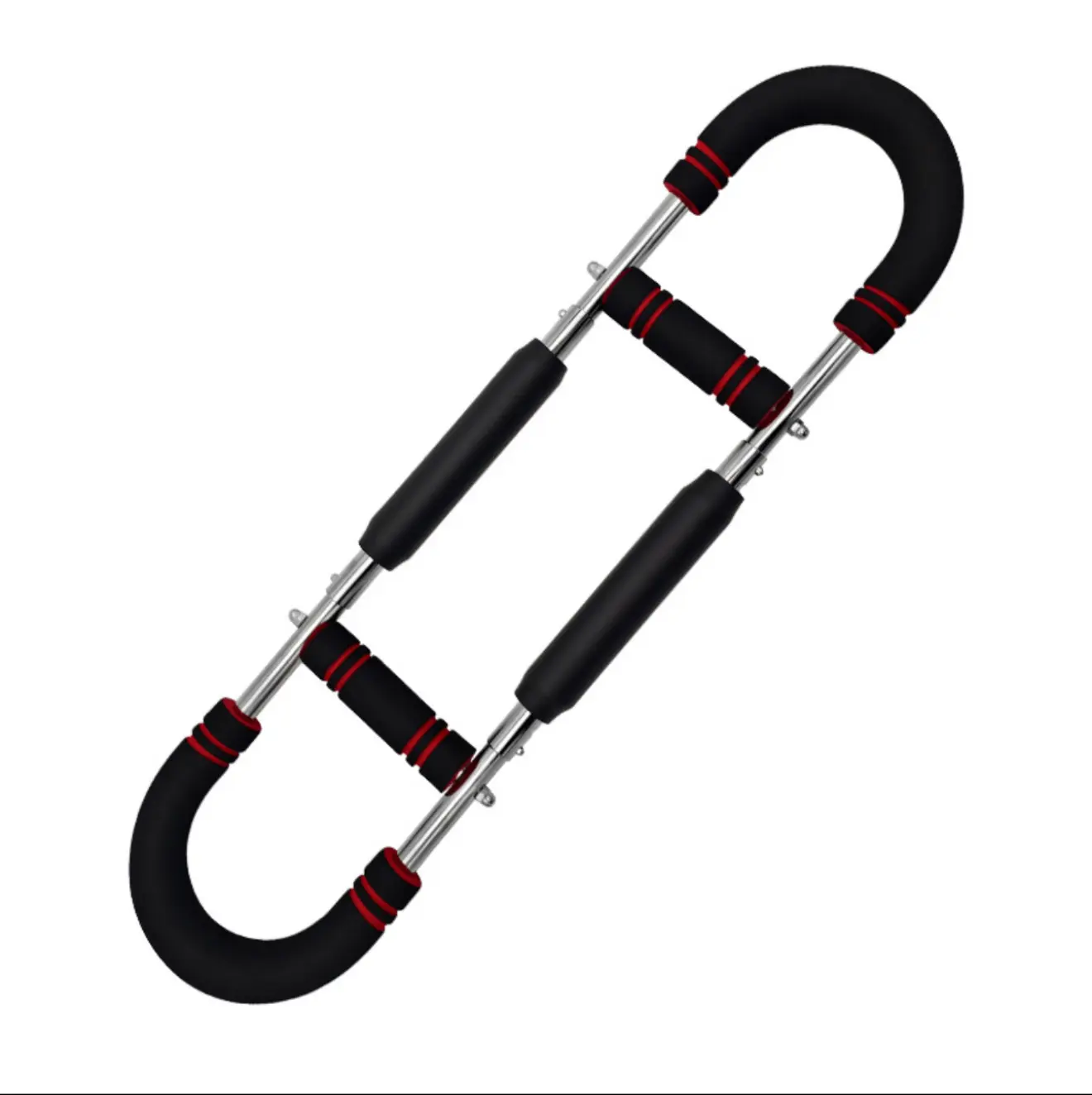40kg Adjustable U-Shaped Arm Exerciser, 3-Hole Resistance Trainer with Foam Handles for Chest, Arms & Home Workouts, Black/Red