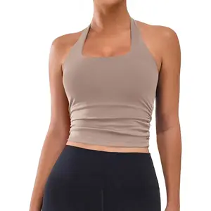 Womens Halter Built in Bra Workout Sports Tank Tops Summer Trendy Backless Going Out Clothing 2025